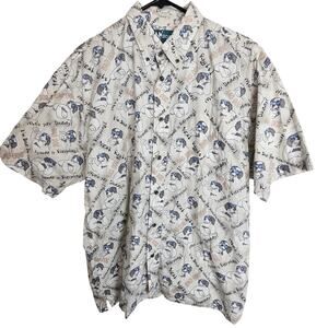 Big Dogs Mens Saint Bernard Dog Print Button Shirt Sz L Y2K Novelty 90s Cotton